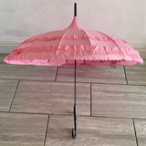 Ladies Umbrella Pagoda Frilled Pink