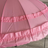 Ladies Umbrella Pagoda Frilled Pink