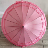 Ladies Umbrella Pagoda Frilled Pink