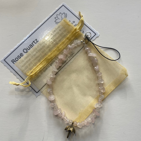 Rose Quartz Phone Strap Chip & Beads