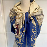 Ladies Vintage Scarf Large Navy American 27