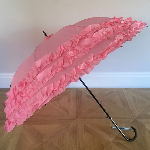 Walking Umbrella Pagoda Triple Frill Pink
