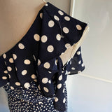 Ladies Vintage Dress Navy White Polka Dot