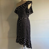 Ladies Vintage Dress Navy White Polka Dot