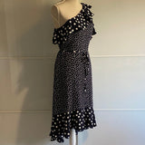 Ladies Vintage Dress Navy White Polka Dot