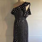 Ladies Vintage Dress Navy White Polka Dot