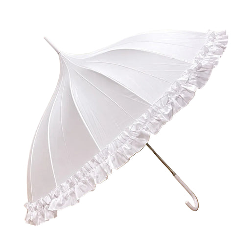 White Wedding Parasol Umbrella Frill