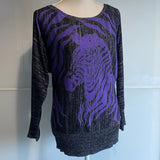 Ladies Vintage Jumper Size XL Black Lurex