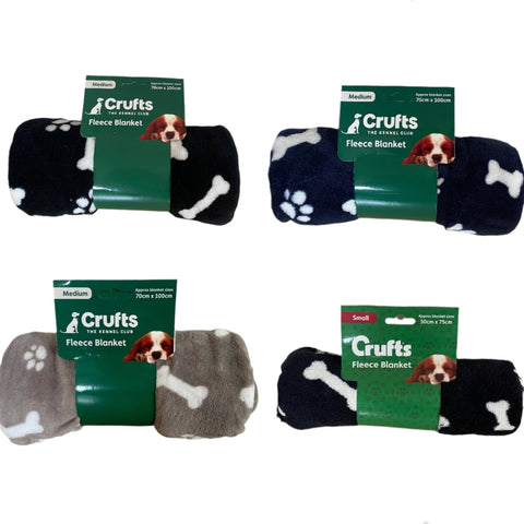 Dog Crufts Fleece Blanket Grey, Navy, Black