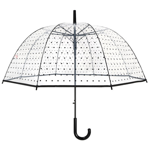 Ladies Umbrella Dome Black Polka Dot