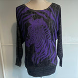 Ladies Vintage Jumper Size XL Black Lurex