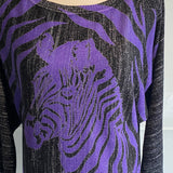 Ladies Vintage Jumper Size XL Black Lurex