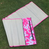 Roll Up Straw Beach Mat With Shoulder Strap Pink