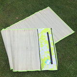 Roll Up Straw Beach Mat Shoulder Strap Green
