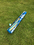 Roll Up Straw Beach Mat With Shoulder Strap Blue