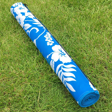 Roll Up Straw Beach Mat With Shoulder Strap Blue