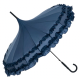 Walking Umbrella Pagoda Frilled Navy