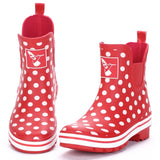 Evercreatures Ladies Ankle Wellies Polka Red