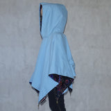 Girls Reversible Pretty Poncho Blue
