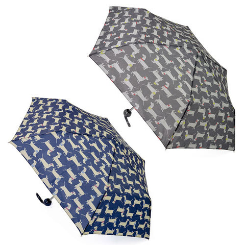 Umbrella Sausage Dog Compact Navy Grey
