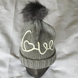 Ladies Winter Hat Love Heart Grey