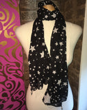 Ladies Chic Scarf Star Print Black