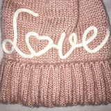 Ladies Winter Hat Love Heart Pink