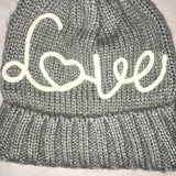 Ladies Winter Hat Love Heart Grey