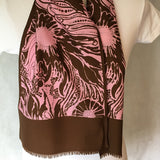 Ladies Retro Scarf Pink and Brown Design Print