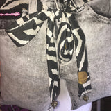 Jeans Bag Zebra Liberty Fabric Belt Head Band