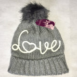 Ladies Winter Hat Love Heart Grey