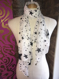 Ladies Chic Scarf Star Print White