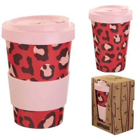 Eco Friendly Bamboo Travel Cup Leopard Print