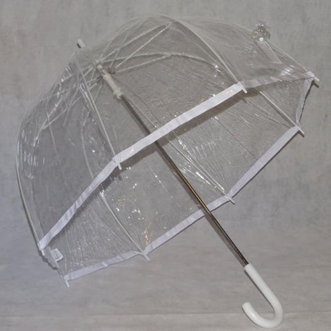 Ladies Umbrella Dome Clear Border White