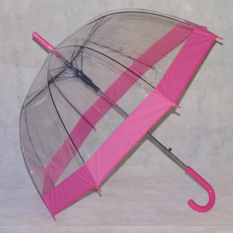 Ladies Umbrella Dome Clear Border Pink