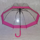 Ladies Umbrella Dome Clear Border Pink